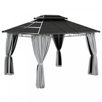 Outsunny 10' X 12' Outdoor Gazebo Canopy, Double roof Hardtop Gazebo With polycarbonate Roof, Steel