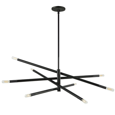 Dainolite Wand 8 Light Chandelier Large Matte Black Lamp|Grand lustre Wand de Dainolite avec fini noir mat et 8 ampoules