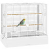 Pawhut 22\" Bird Cage For Budgie, Finches, Canaries, Love Birds, Large Parrot Cage With Wooden Stands, Slide-out Tray, Handle, Food Containers, White