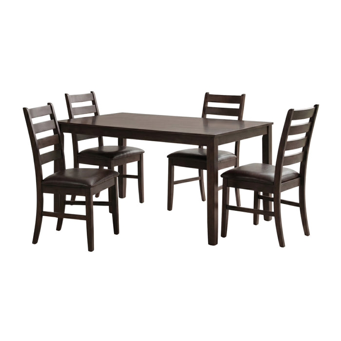 Radcliffe 5-Piece Solid Wood Dining Set with Ladder Back Chairs, Dark Brown (Seats 4)