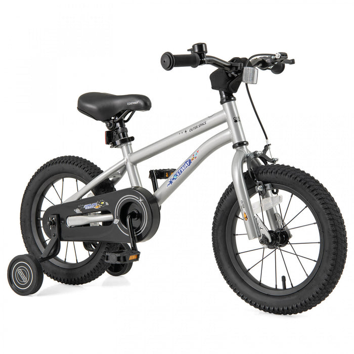 Costway 14-inch Kid's Bike For 3-5 Years Old With Adjustable Saddle & Anti-slip Handlebar Silver
