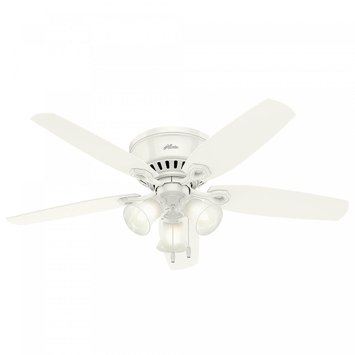 Builder Low Profile Ceiling Fan with Light Fixture - White