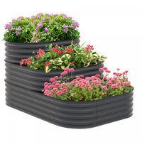 Outsunny 3-tier Raised Garden Bed Kit, 5.2x3.6x2.7ft Outdoor Galvanized Planter Box With Safety Edgi