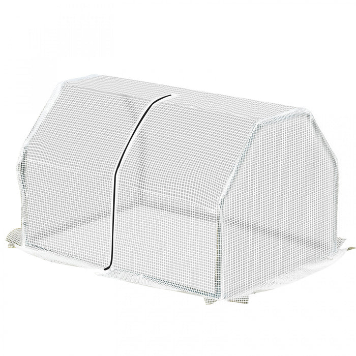 Outsunny 39\" X 28\" X 24\" Portable Mini Greenhouse Pe Grow House With Zipper Door Gardening Plant Cover Steel Frame