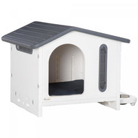 Pawhut Plastic Dog House With Air Vents, Small Dog House With Door Opening, Elevated Floor, Bowl Hol