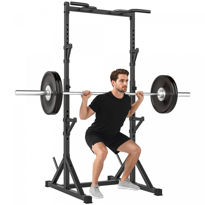 Soozier Adjustable Squat Rack, Multi-Function Bench Press, Black