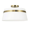 Dainolite Symphony 3 Light Semi-flush Mount Aged Brass White Shade Lamp
