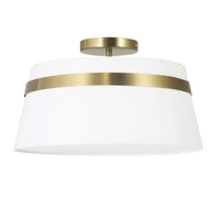 Dainolite Symphony 3 Light Semi-flush Mount Aged Brass White Shade Lamp
