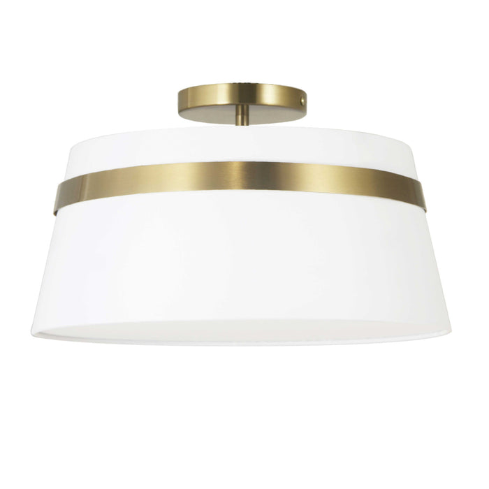 Dainolite Symphony 3 Light Semi-flush Mount Aged Brass White Shade Lamp