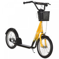 Aosom Kick Scooter For Kids Teen Ride On Children Scooter With Adjustable Handlebar 2 Brakes Basket Cupholder Mudguard 16
