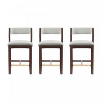 Patricia Modern Wood Upholstered Counter Stool in White Glacier - Set of 3 