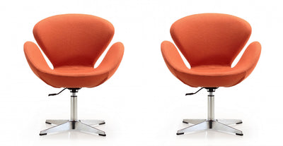 Raspberry Modern Upholstered Swivel Lounge Chair in Orange - Set of 2 Accent Chair | Fauteuil lounge pivotant moderne Raspberry en tissu orange - Lot de 2