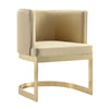 Manhattan Comfort Aura Velvet Dining Chair - Sand & Polished Brass