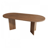Ovalux 79 Inch Modern Oval Dining Table with Dual Pedestal Base and Wood Finish, Walnut 