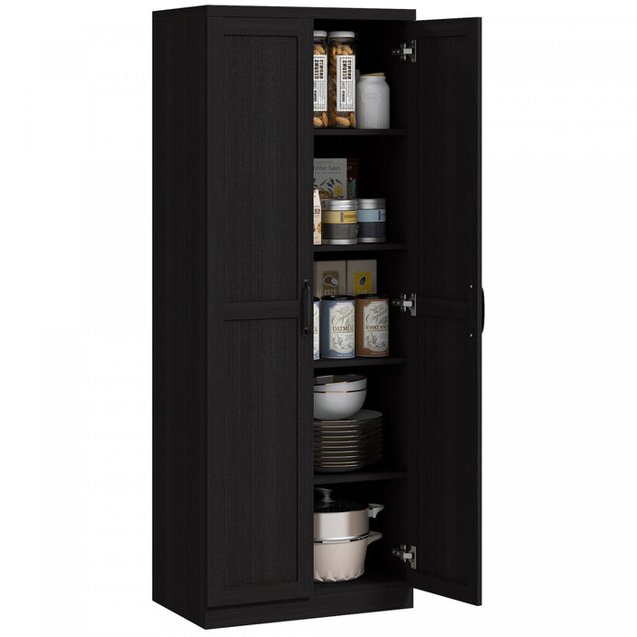 HOMCOM 63\" Pantry Cabinet, Kitchen Storage Cabinet with Adjustable Shelves