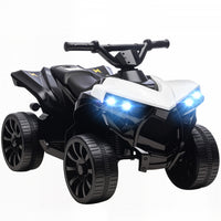 Qaba Kids ATV 4 Wheeler, 6V Battery Powered Electric Ride on Car with Music and LED Headlights for Ages 37-72 Months Boys and Girls, White