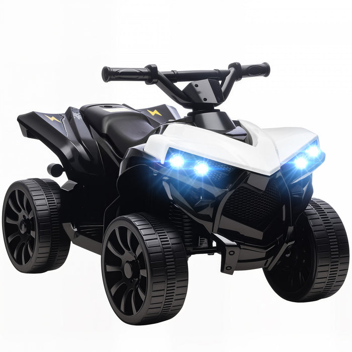 Qaba Kids ATV 4 Wheeler, 6V Battery Powered Electric Ride on Car with Music and LED Headlights for Ages 37-72 Months Boys and Girls, White