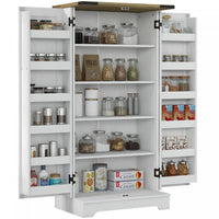 HOMCOM Kitchen Pantry Storage Cabinet with Adjustable Shelves Cream White