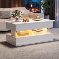 Nathan Lift-Top Coffee Table with LED Lighting,White 