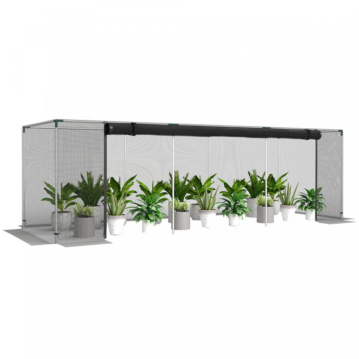Outsunny 12' x 4' Plant Protection Tent Crop Cage with Door, Black