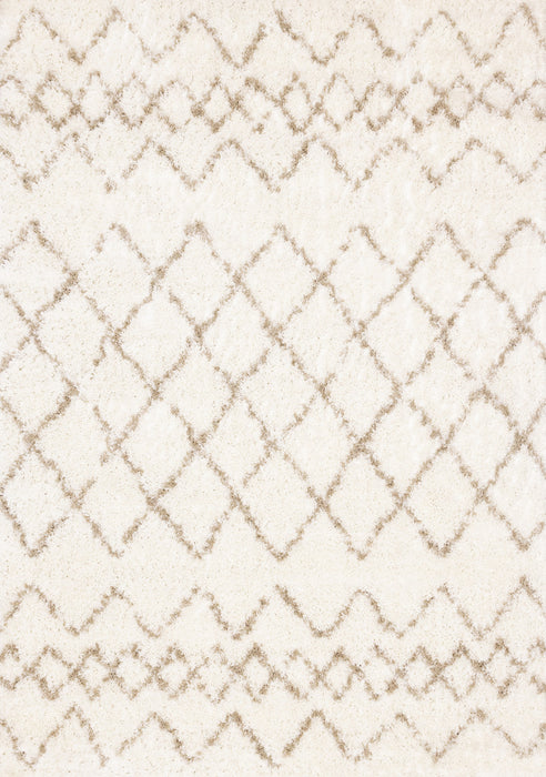 Taylor Cream Brown Lattice Shag Rug, 6'7\" x 9'6\" Indoor Area Rug