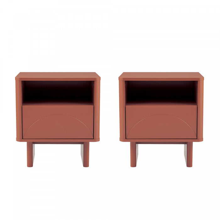 Ella Modern 20\" Nightstand in Terracotta (1-Drawer) - Set of 2