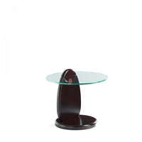 Artesia Modern Glam Glass Top Wood End Table in Walnut 