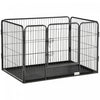 PawHut 4 Panels Dog Playpen, Heavy Duty Dog Fence, 28\" H Portable Pet Playpen with Door Double Locking Latches, No Leaking Tray for Indoor Outdoor Backyard Garden, Grey