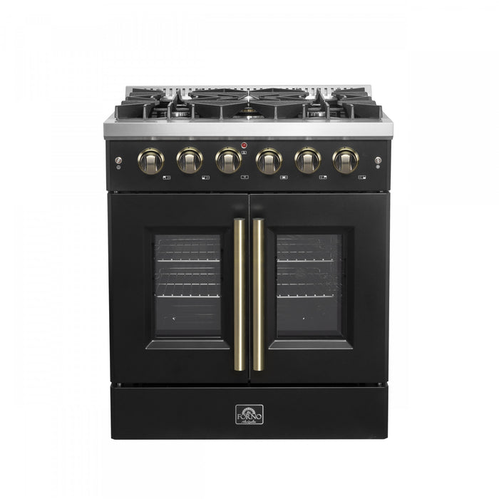 Forno Galiano 30\" Black Gas Range, 4.32 cu.ft- FFSGS6444-30BLK