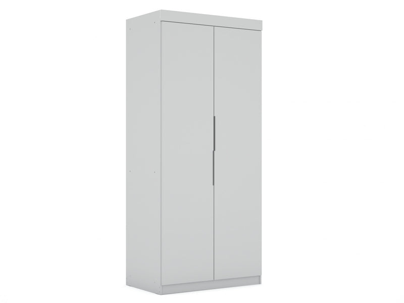 Mulberry Contemporary Modern 2-Piece Wardrobe Closet in White