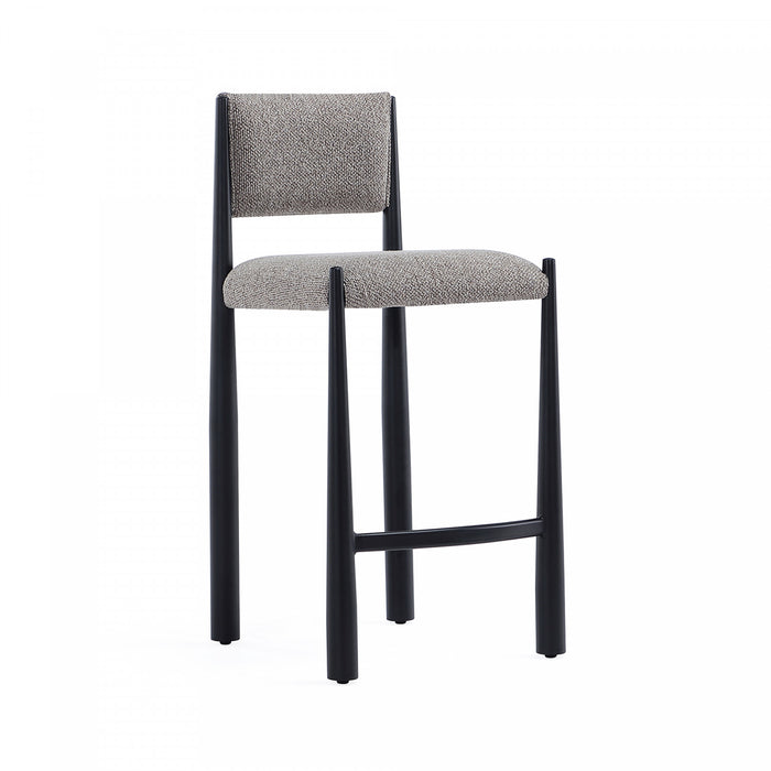 Lennor Mid-Century Modern Boucle Metal Counter Stool in Mushroom