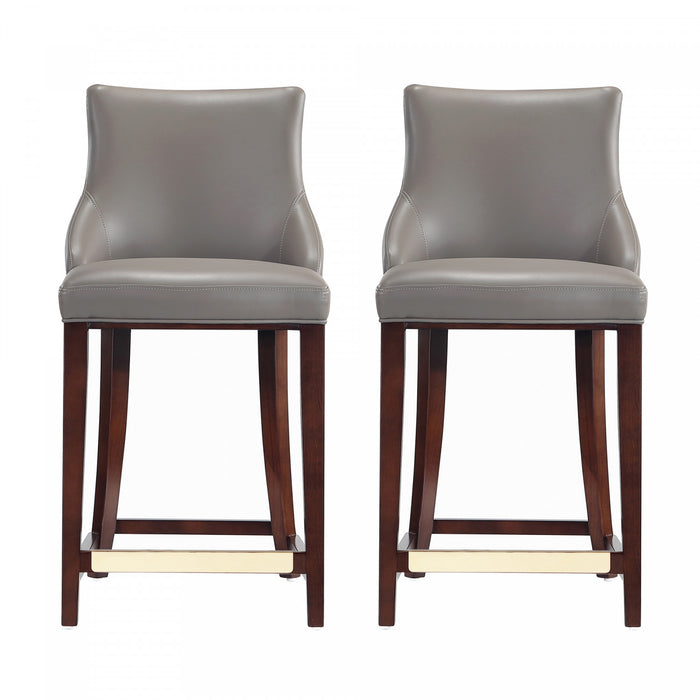 Shubert Modern Wood Upholstered Counter Stool in Dark Taupe - Set of 2