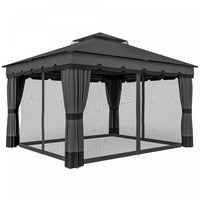 Outsunny 10' x 12' Double Roof Outdoor Gazebo with Netting & Curtains
