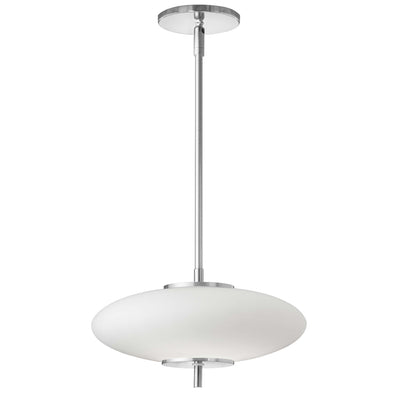 Dainolite Maddie LED Pendant 16w Polished Chrome Finish Opal White Glass Lamp|Luminaire suspendu Maddie de Dainolite en verre blanc opale, avec fini chromé poli et ampoule à DEL de 16 W