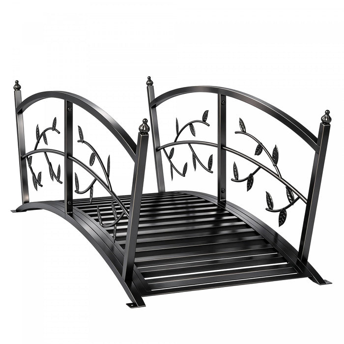 Outsunny 4 FT Metal Garden Bridge with Safety Railings, Outdoor Bridge