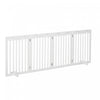 Pawhut Freestanding Pet Gate 4 Panel Dog Barrier Folding Safety Fence With Support Feet Up To 80.25\" Long 29.5\" Tall For Doorway Stairs Black White