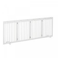 Pawhut Freestanding Pet Gate 4 Panel Dog Barrier Folding Safety Fence With Support Feet Up To 80.25