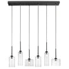 Dainolite Industrial Chic 6 Light Horizontal Pendant Matte Black Finish Clear Glass Lamp