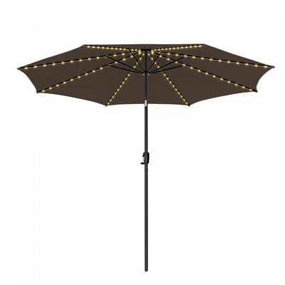Costway 10 FT 112 LED Solar-Lighted Patio Market Umbrella Crank Tilt Outdoor Coffee