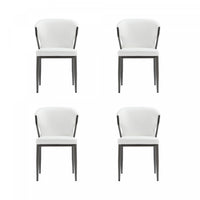 Kirsten Modern Vegan Leather Metal Dining Chair in White - Set of 4 