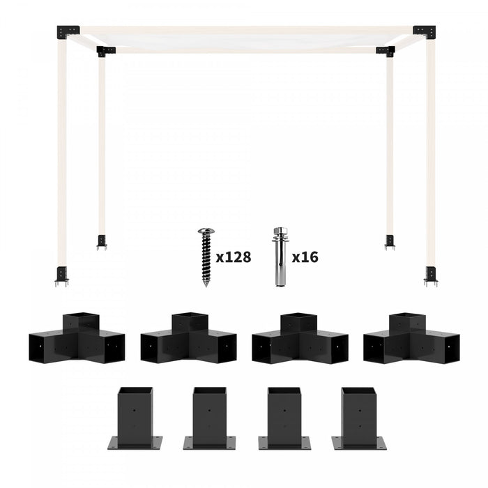 Outsunny 8PCS Pergola Kit Brackets for 4\"x4\" (Actual 3.6\"x3.6\") Lumber