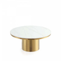 Glenn Modern Glam Sintered Stone Top Coffee Table in Gold 