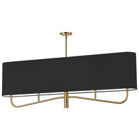 Dainolite Eleanor 4 Light Horizontal Chandelier Aged Brass Black/White Shade Lamp