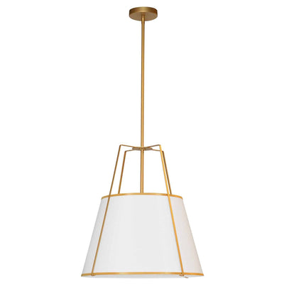 Dainolite Trapezoid 1 Light Pendant Gold/White Shade White Fabric Diffuser Lamp|Luminaire suspendu Trapezoid de Dainolite avec abat-jour doré et blanc qui diffuse la lumière, tissu blanc et 1 ampoule
