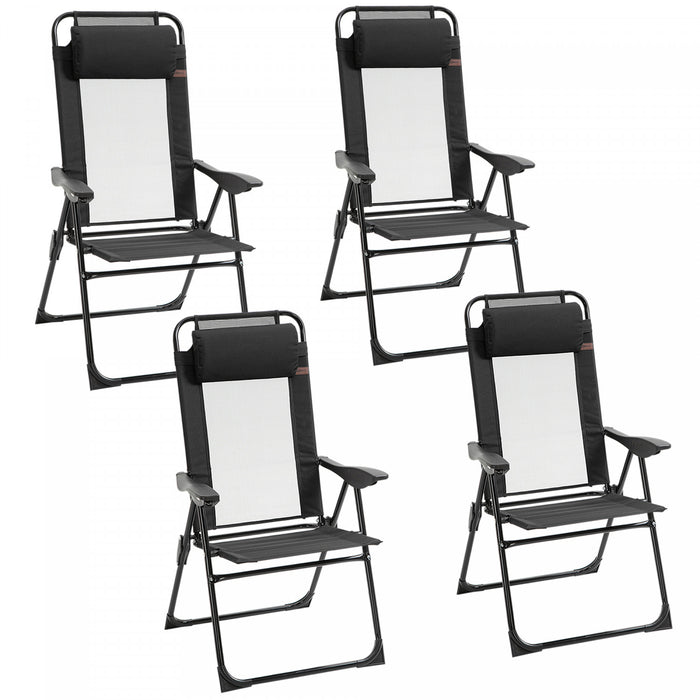 Outsunny Set Of 4 Portable Folding Recliner, Black