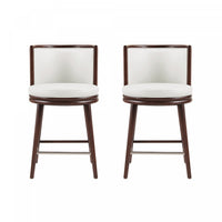 Evalyn Modern Wood Upholstered Counter Stool in White - Set of 2