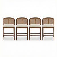 Tatti Rubber Wood Counter Stools with Cane Back Set of 4,Walnut 