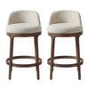 Amelia Ergonomic Rubberwood Counter Height Bar Stool Set of 2 with Upholstered Fabric,Walnut | Amelia – Lot de 2 tabourets de bar de hauteur comptoir ergonomiques en bois d’hevea avec revetement en tissu, finition noyer