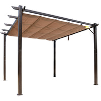 Outsunny 10' X 10' Outdoor Retractable Pergola Canopy, Aluminium Gazebo, Grape Trellis Sunshade Shel