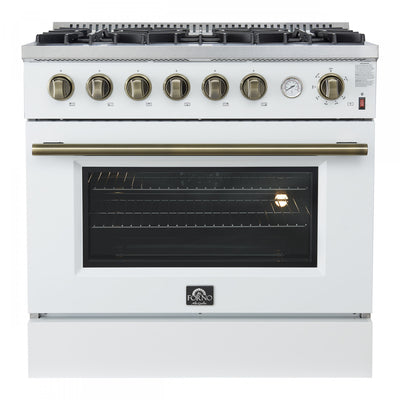 Forno Marco 36-inch Gas Range White 4.32 cu.ft - FFSGS6277-36WHT | Cuisiniere a gaz Marco 36 pouces blanche, 4,32 pi³ – FFSGS6277-36WHT